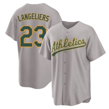 Men's Oakland Athletics #23 Shea Langeliers Gray Home Replica Jersey