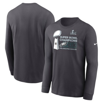 Men's Philadelphia Eagles Anthracite Super Bowl LIX Champions Locker Room Trophy Collection Long Sleeve T-Shirt Men's Philadelphia Eagles Anthracite Super Bowl LIX Champions Locker Room Trophy Collection Long Sleeve T-Shirt