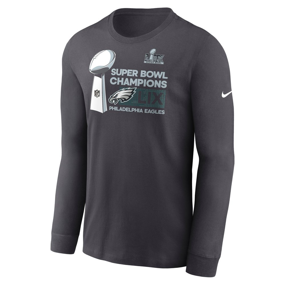 Men's Philadelphia Eagles Anthracite Super Bowl LIX Champions Locker Room Trophy Collection Long Sleeve T-Shirt Men's Philadelphia Eagles Anthracite Super Bowl LIX Champions Locker Room Trophy Collection Long Sleeve T-Shirt