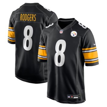 Men's Pittsburgh Steelers #8 Aaron Rodgers Black Game Jersey Men's Pittsburgh Steelers #8 Aaron Rodgers Black Game Jersey