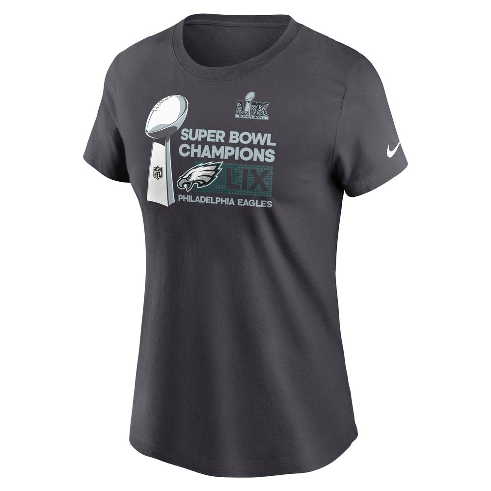 Women's Philadelphia Eagles Anthracite Super Bowl LIX Champions Locker Room Trophy Collection T-Shirt Women's Philadelphia Eagles Anthracite Super Bowl LIX Champions Locker Room Trophy Collection T-Shirt