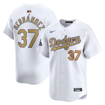 Men's Los Angeles Dodgers #37 Teoscar Hernandez White 2025 Gold Collection Limited Jersey