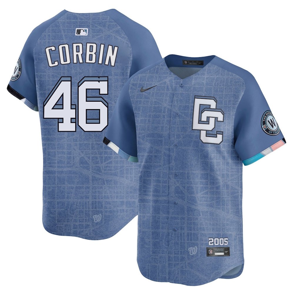 Men's Washington Nationals #46 Patrick Corbin Blue 2025 City Connect Limited Jersey Men's Washington Nationals #46 Patrick Corbin Blue 2025 City Connect Limited Jersey