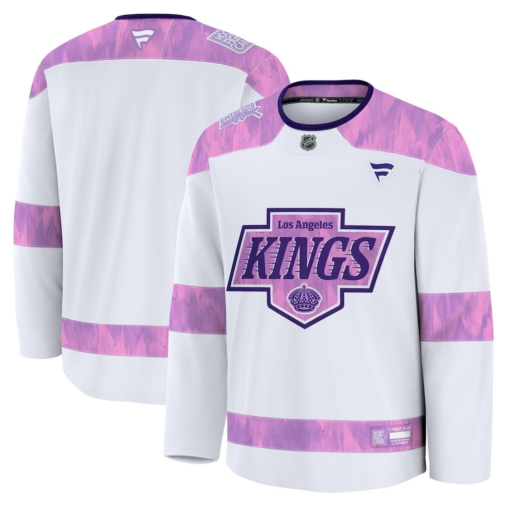 Men's Los Angeles Kings White 2024 Hockey Fights Cancer Practice Jersey
