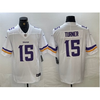 Men's Minnesota Vikings #15 Dallas Turner White 2024 Draft Vapor Untouchable Limited Stitched Jersey