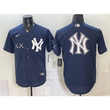 Men's New York Yankees x KAWS Navy Team Big Logo Stadium Baseball Jersey Men's New York Yankees x KAWS Navy Team Big Logo Stadium Baseball Jersey