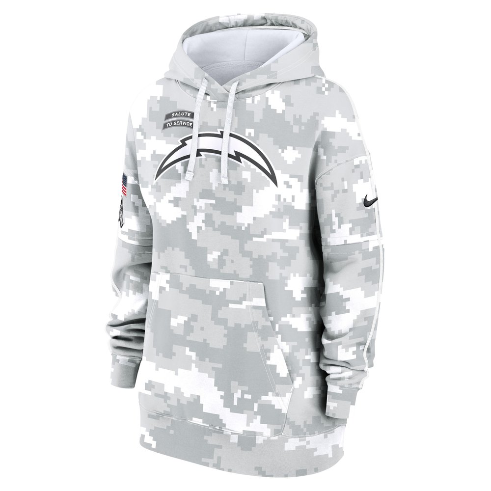 Women's Los Angeles Chargers Arctic Camo 2024 Salute To Service Club Fleece Pullover Hoodie