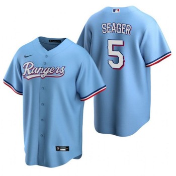 Men's Texas Rangers #5 Corey Seager Light Blue Cool Base Stitched Baseball Jersey Men's Texas Rangers #5 Corey Seager Light Blue Cool Base Stitched Baseball Jersey
