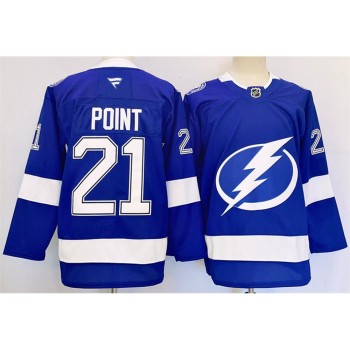 Men's Tampa Bay Lightning #21 Brayden Point 2024-25 Blue Stitched Premium Jersey