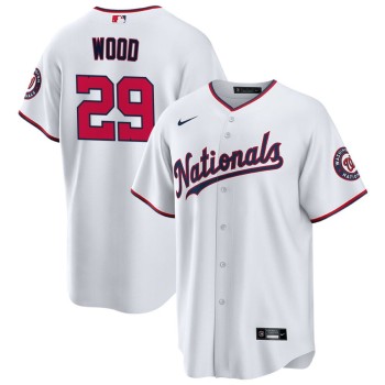 Men's Washington Nationals #29 James Wood White Alternate Limited Player Jersey Men's Washington Nationals #29 James Wood White Alternate Limited Player Jersey