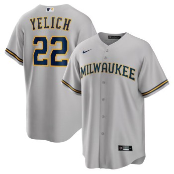 Men's Milwaukee Brewers #22 Christian Yelich Nike Gray Alternate Replica Player Jersey Men's Milwaukee Brewers #22 Christian Yelich Nike Gray Alternate Replica Player Jersey