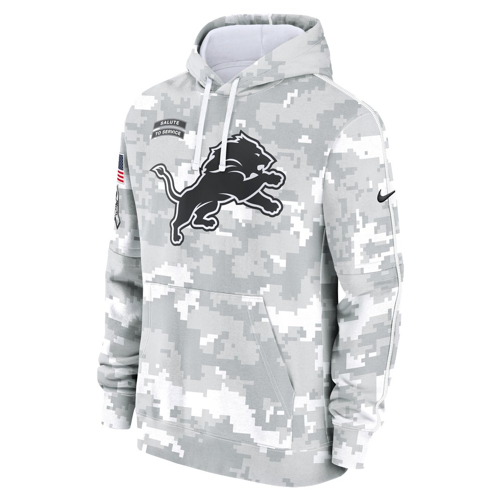 Youth Detroit Lions White/Gray 2024 Salute To Service Pullover Hoodie Youth Detroit Lions White/Gray 2024 Salute To Service Pullover Hoodie