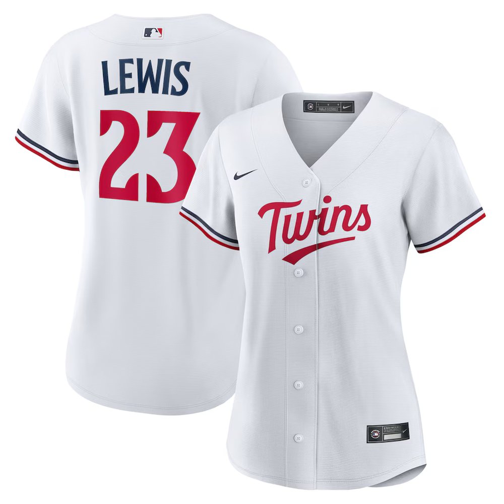 Women's Minnesota Twins #23 Royce Lewis White Home Replica Jersey Women's Minnesota Twins #23 Royce Lewis White Home Replica Jersey