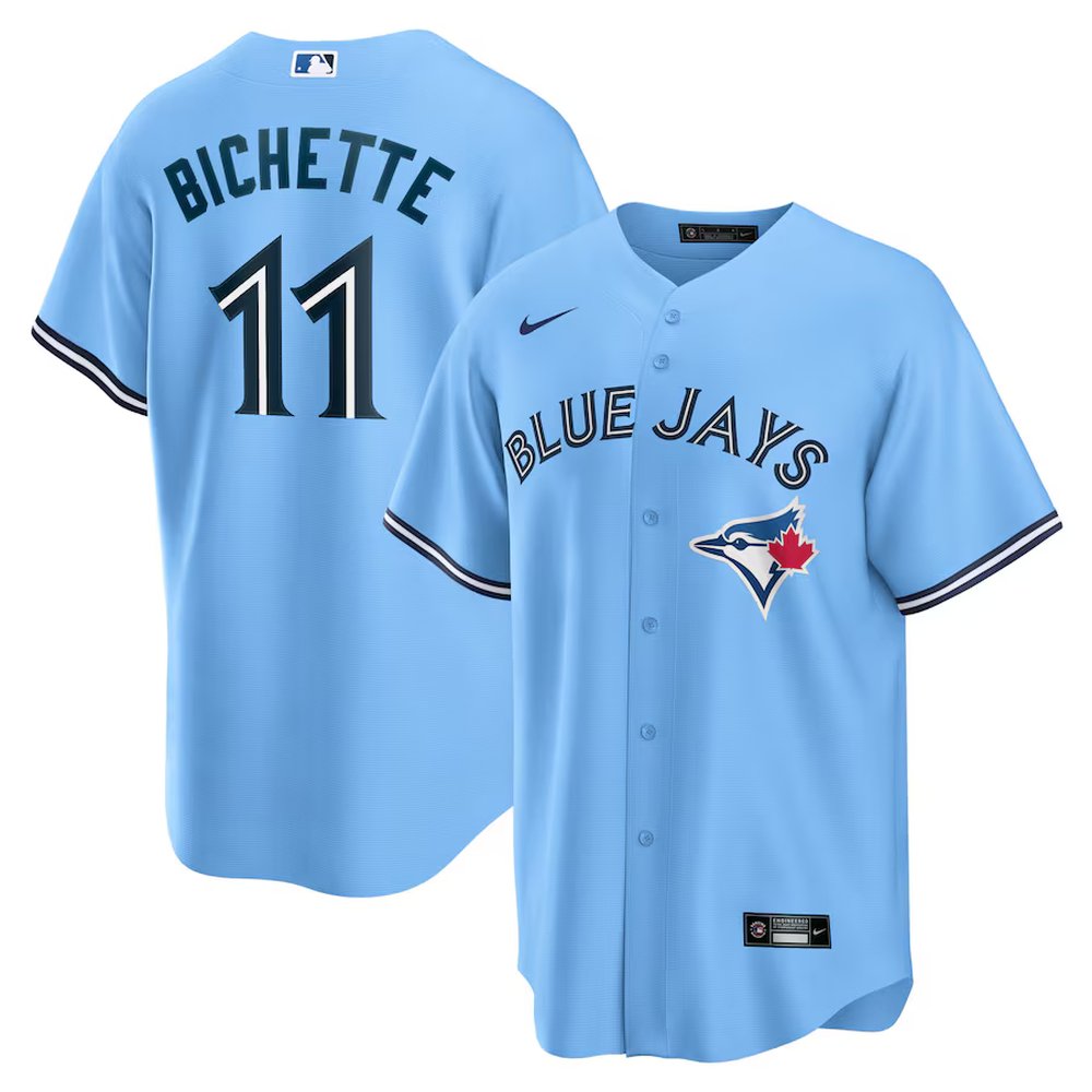 Men's Toronto Blue Jays #11 Bo Bichette Powder Blue Alternate Replica Player Name Jersey Men's Toronto Blue Jays #11 Bo Bichette Powder Blue Alternate Replica Player Name Jersey