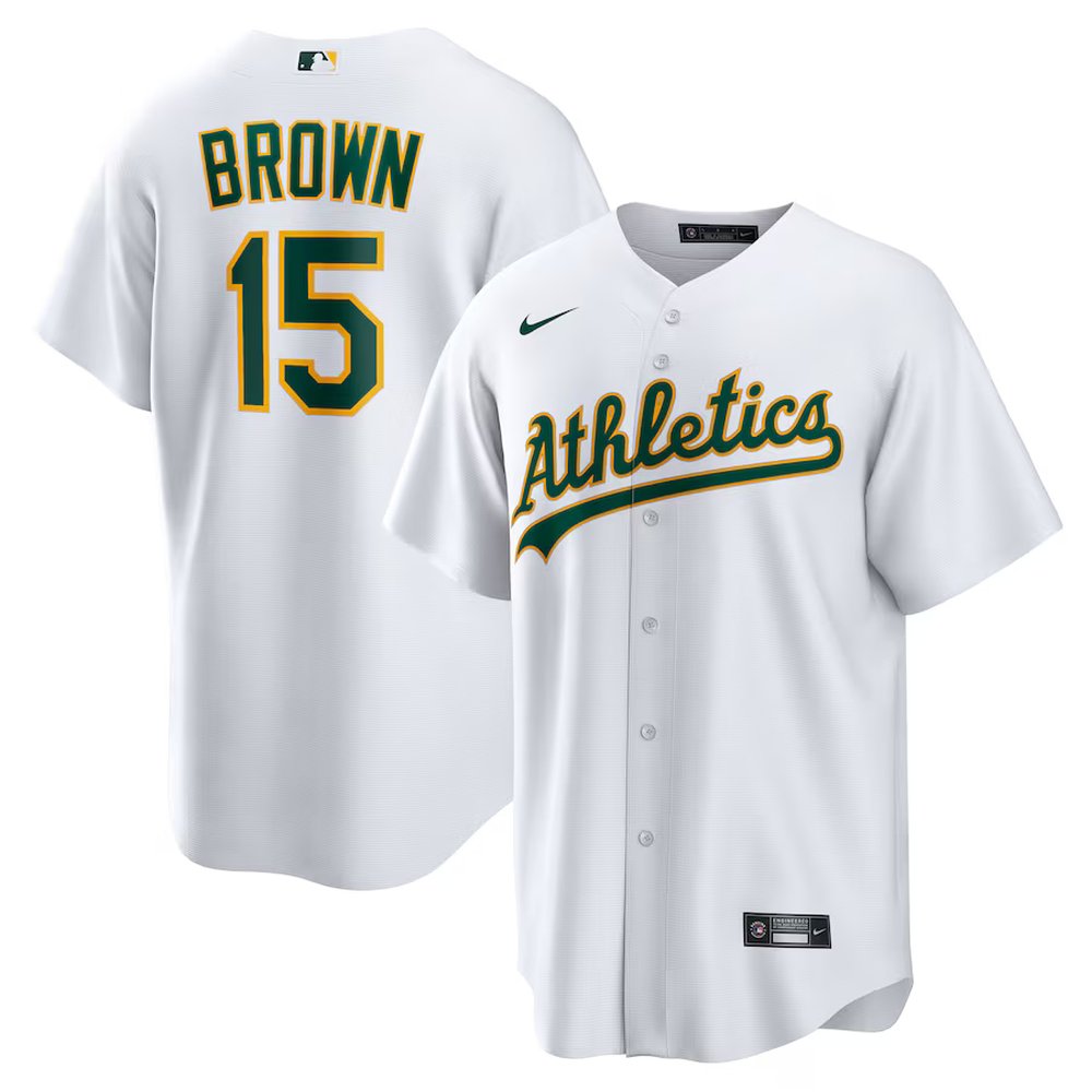 Men's Oakland Athletics #15 Seth Brown White Home Replica Jersey Men's Oakland Athletics #15 Seth Brown White Home Replica Jersey