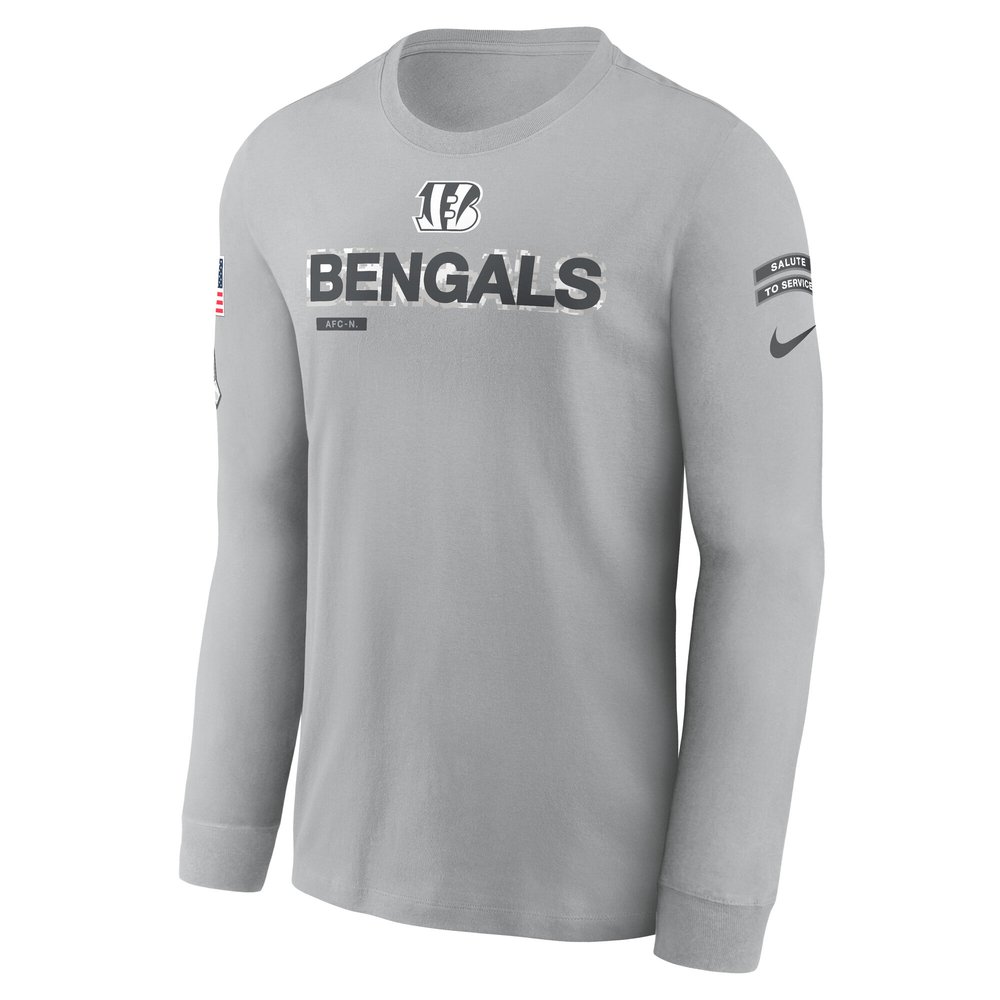 Men's Cincinnati Bengals Gray 2024 Salute To Service Long Sleeve T-Shirt