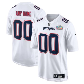 Men's New England Patriots Custom White Super Bowl LX Patch Tundra Fashion Game Jersey
