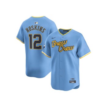 Men's Milwaukee Brewers #12 Rhys Hoskins Nike Blue Alternate Limited Player Jersey Men's Milwaukee Brewers #12 Rhys Hoskins Nike Blue Alternate Limited Player Jersey