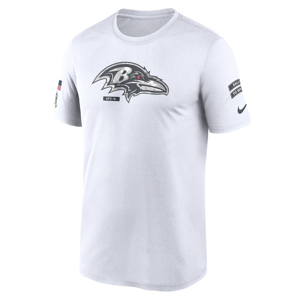 Men's Baltimore Ravens White 2024 Salute To Service Legend Performance T-Shirt