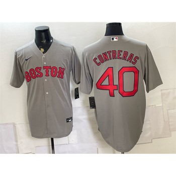 Men's Boston Red Sox #40 Willson Contreras Grey Cool Base Jersey