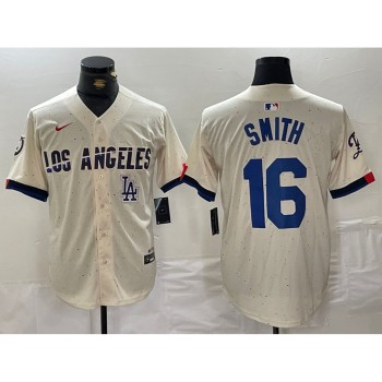 Men's Los Angeles Dodgers #16 Will Smith Cream Stitched Baseball Jersey Men's Los Angeles Dodgers #16 Will Smith Cream Stitched Baseball Jersey