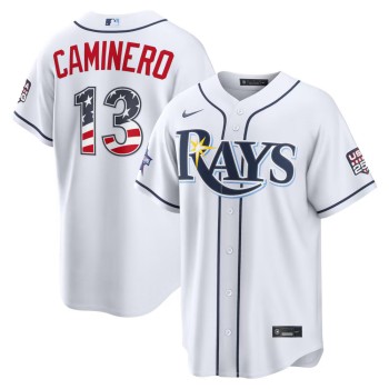 Men's Tampa Bay Rays #13 Junior Caminero Nike White 2026 All-Star Edition Stars & Stripes Stadium Jersey Men's Tampa Bay Rays #13 Junior Caminero Nike White 2026 All-Star Edition Stars & Stripes Stadium Jersey