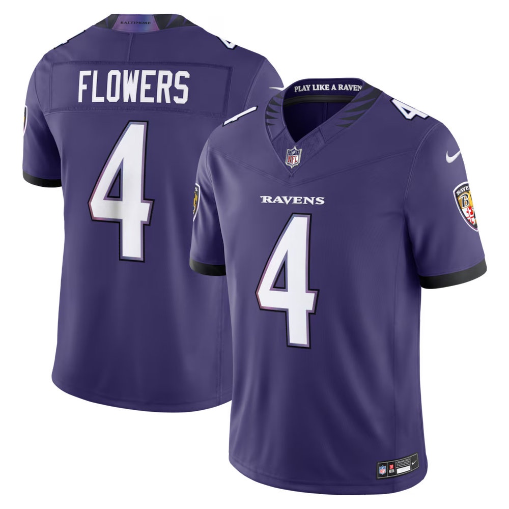Men's Baltimore Ravens #4 Zay Flowers Purple Vapor F.U.S.E. Sewn Down Limited Jersey Men's Baltimore Ravens #4 Zay Flowers Purple Vapor F.U.S.E. Sewn Down Limited Jersey