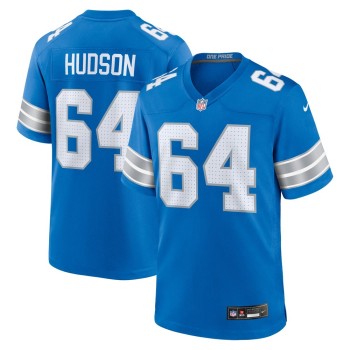 Men's Detroit Lions Bryan Hudson  Blue Game Jersey