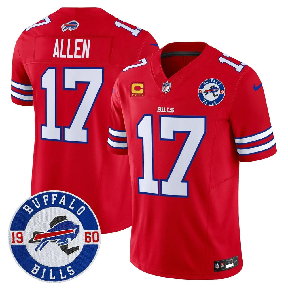 Men's Buffalo Bills #17 Josh Allen Red Est. 1960 Patch Vapor F.U.S.E. Limited Jersey Men's Buffalo Bills #17 Josh Allen Red Est. 1960 Patch Vapor F.U.S.E. Limited Jersey