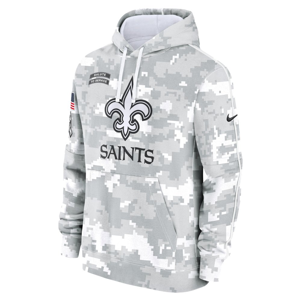 Youth New Orleans Saints White/Gray 2024 Salute To Service Pullover Hoodie Youth New Orleans Saints White/Gray 2024 Salute To Service Pullover Hoodie