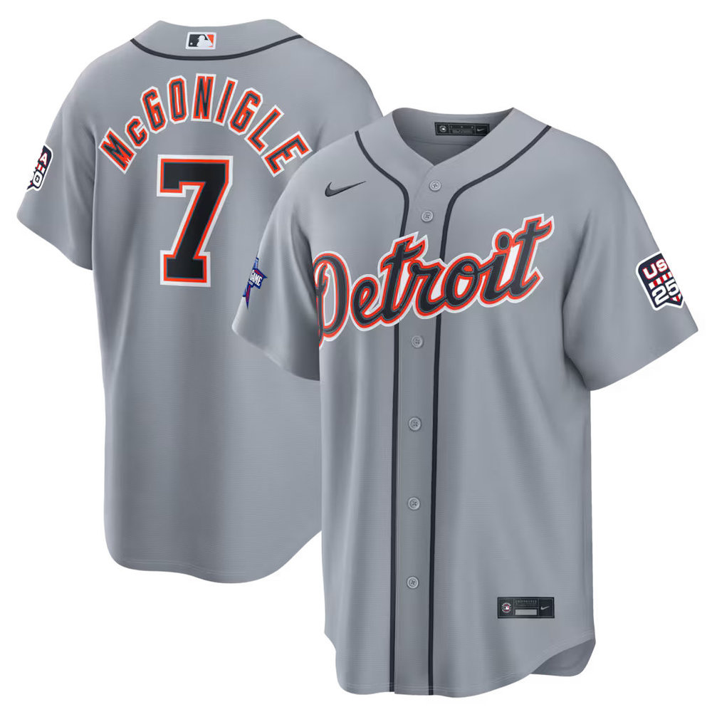 Men's Detroit Tigers #7 Kevin McGonigle Nike Gray 2026 All-Star Game Replica Jersey Men's Detroit Tigers #7 Kevin McGonigle Nike Gray 2026 All-Star Game Replica Jersey