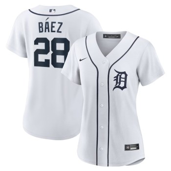 Women's Detroit Tigers #28 Javier Baez Nike White Home Replica Player Jersey Women's Detroit Tigers #28 Javier Baez Nike White Home Replica Player Jersey
