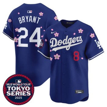 Youth Los Angeles Dodgers #8/24 Kobe Bryant Royal Tokyo 2025 Cool Base Stitched Baseball Jersey Youth Los Angeles Dodgers #8/24 Kobe Bryant Royal Tokyo 2025 Cool Base Stitched Baseball Jersey