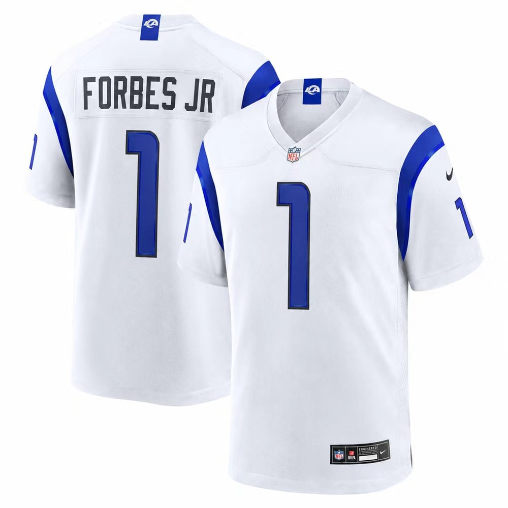 Men's Los Angeles Rams #1 Emmanuel Forbes Jr. Nike Fearsome White Game Jersey