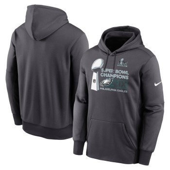 Men's Philadelphia Eagles Anthracite Super Bowl LIX Champions Locker Room Trophy Collection Club Fleece Pullover Hoodie Men's Philadelphia Eagles Anthracite Super Bowl LIX Champions Locker Room Trophy Collection Club Fleece Pullover Hoodie
