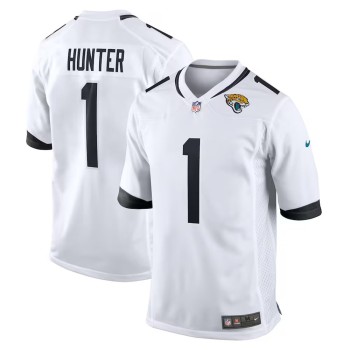 Men's Jacksonville Jaguars #1 Travis Hunter Nike White 2025 NFL Draft First Round Pick Game Player Jersey