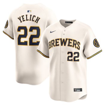 Men's Milwaukee Brewers #22 Christian Yelich Nike Cream Home Limited Player Jersey Men's Milwaukee Brewers #22 Christian Yelich Nike Cream Home Limited Player Jersey