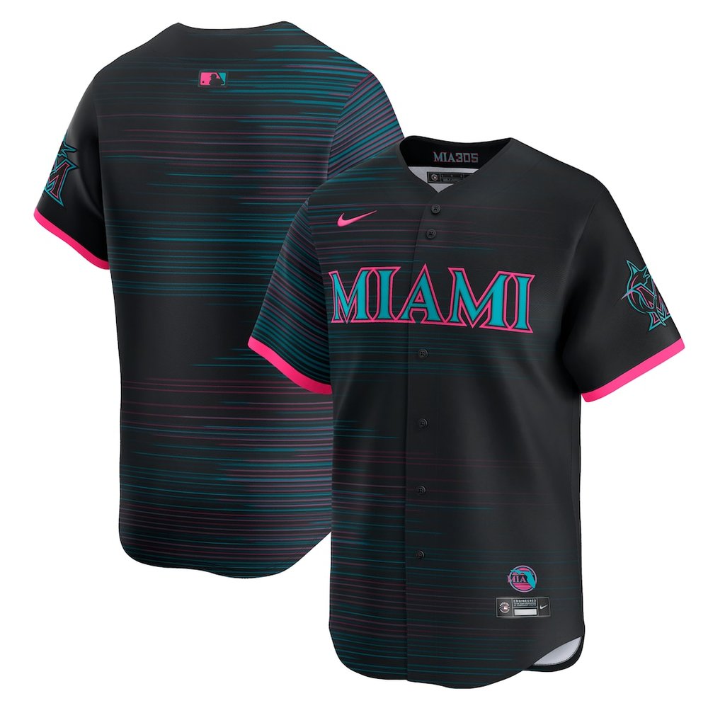 Men's Miami Marlins Black 2025 City Connect Limited Jersey Men's Miami Marlins Black 2025 City Connect Limited Jersey