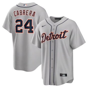 Men's Detroit Tigers #24 Miguel Cabrera Nike Gray Road Replica Player Name Jersey Men's Detroit Tigers #24 Miguel Cabrera Nike Gray Road Replica Player Name Jersey