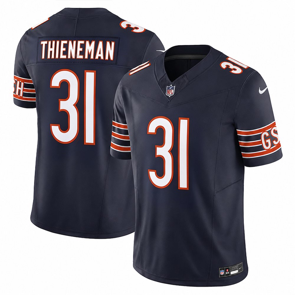 Men's Chicago Bears #31 Dillon Thieneman Navy 2026 NFL Draft Vapor F.U.S.E. Limited Jersey Men's Chicago Bears #31 Dillon Thieneman Navy 2026 NFL Draft Vapor F.U.S.E. Limited Jersey