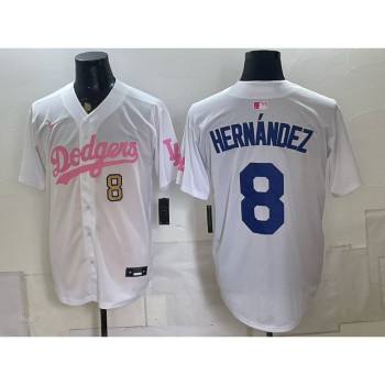 Youth Los Angeles Dodgers #8 Enrique Hernandez White Cool Base Stitched Baseball Jersey
