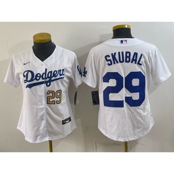 Women's Los Angeles Dodgers #29 Tarik Skubal White Cool Base Stitched Baseball Jersey Women's Los Angeles Dodgers #29 Tarik Skubal White Cool Base Stitched Baseball Jersey