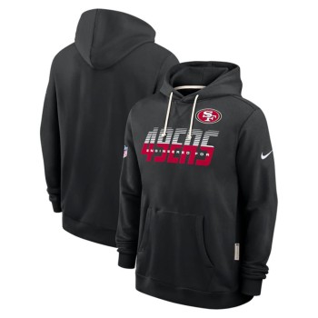 Men's San Francisco 49ers Black Sideline Standard Issue Top Prospect Dri-FIT Hoodie Men's San Francisco 49ers Black Sideline Standard Issue Top Prospect Dri-FIT Hoodie