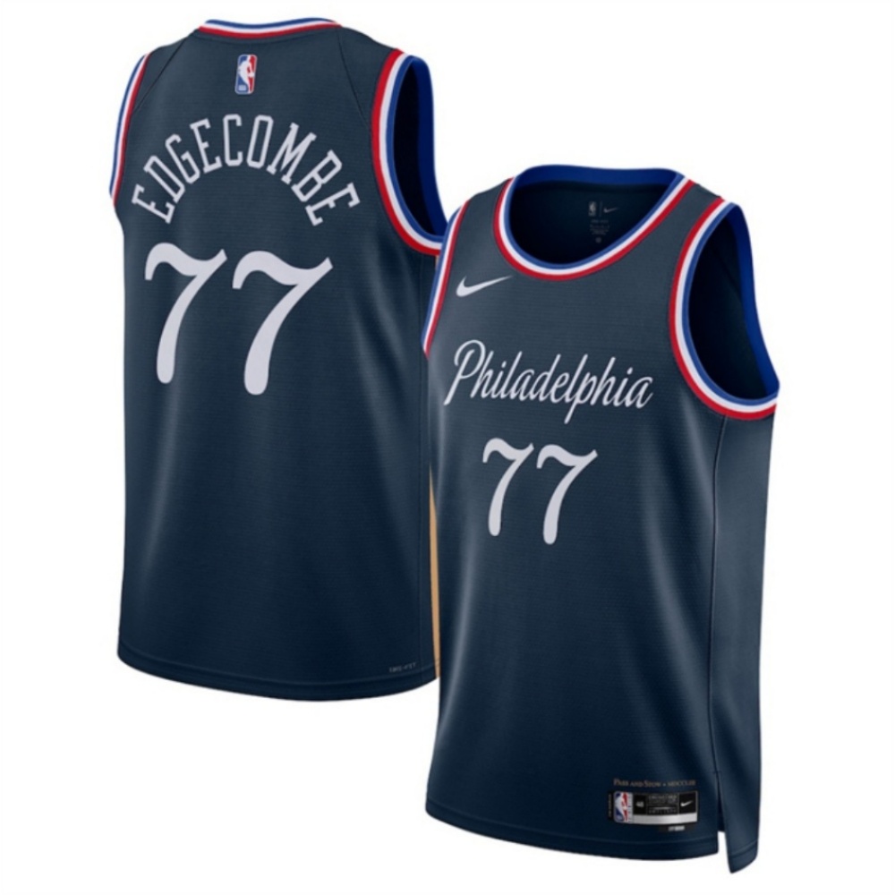 Men's Philadelphia 76ers #77 VJ Edgecombe Navy 2025/26 City Edition Stitched Jersey