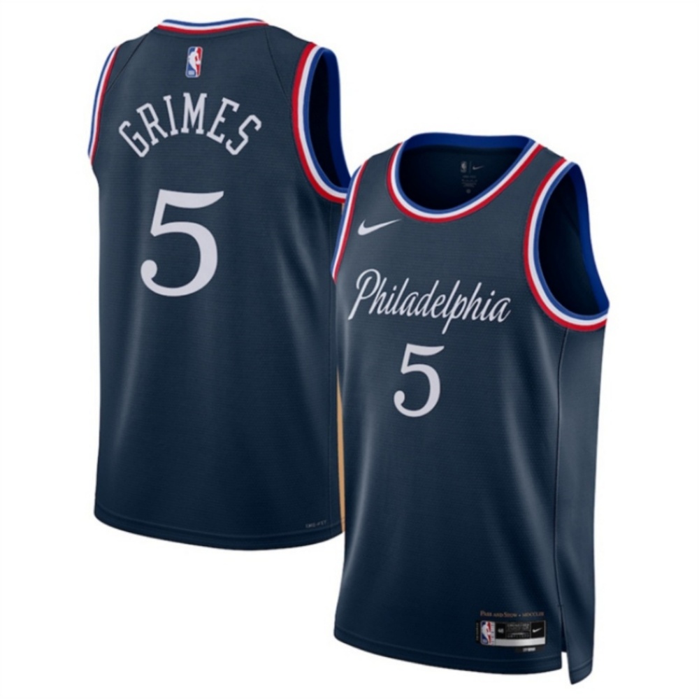 Men's Philadelphia 76ers #5 Quentin Grimes Navy 2025/26 City Edition Stitched Jersey