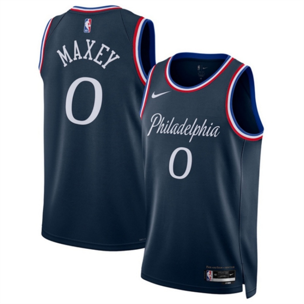 Men's Philadelphia 76ers #0 Tyrese Maxey Navy 2025/26 City Edition Stitched Jersey