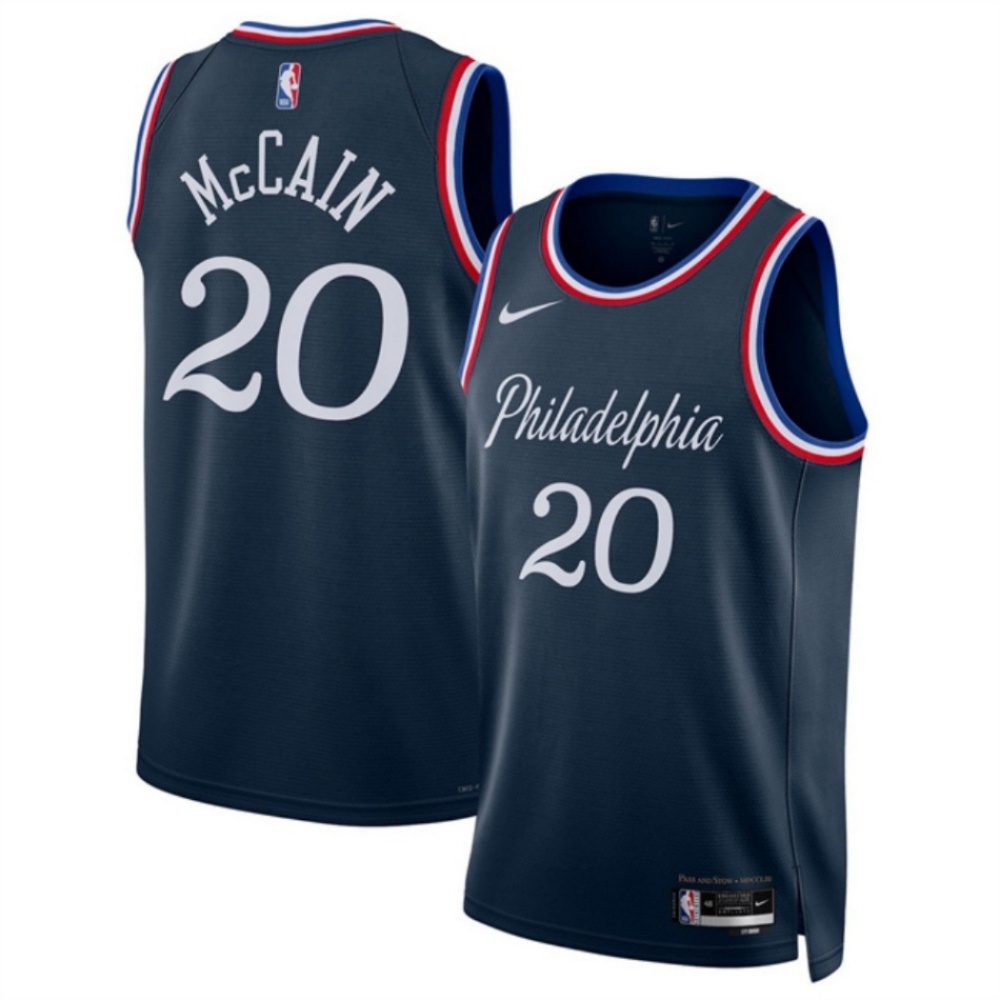Men's Philadelphia 76ers #20 Jared McCain Navy 2025/26 City Edition Stitched Jersey