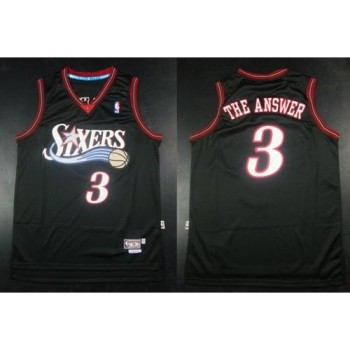 76ers #3 Allen Iverson Black Throwback 