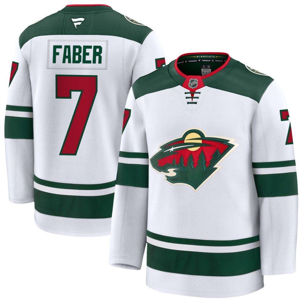 Men's Minnesota Wild #7 Brock Faber White 2025 25th Anniversary Stitched Hockey Premium Jersey