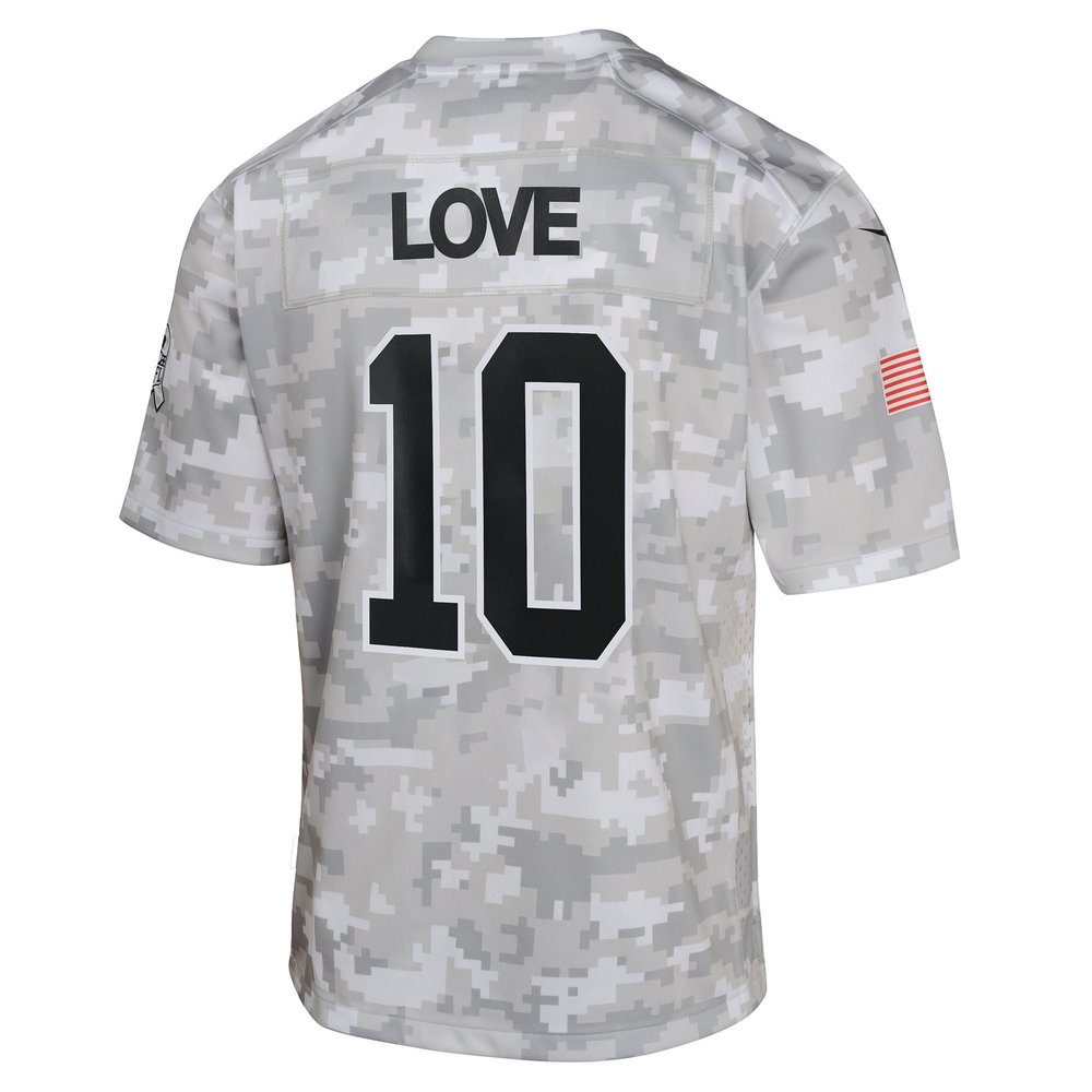 Youth Green Bay Packers #10 Jordan Love Arctic Camo 2024 Salute to Service Game Jersey